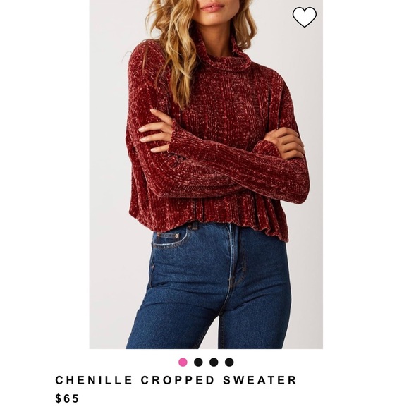 Cotton Candy Sweaters - ✨HP✨Maroon Chenille Cropped Sweater